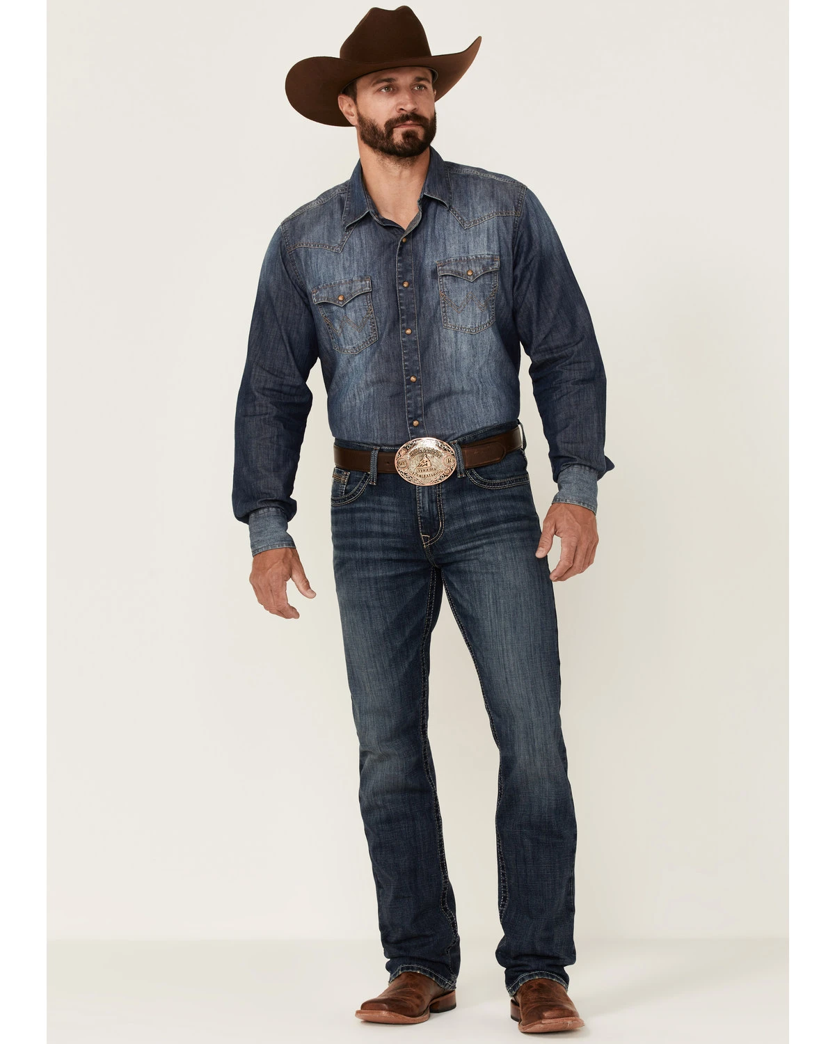 Cinch Men's Ian Dark Stonewash Stretch Slim Bootcut Jeans Indigo 5 Cinch Men's Ian Dark Stonewash Stretch Slim Bootcut Jeans Indigo - Image 5