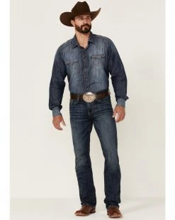 Cinch Men's Ian Dark Stonewash Stretch Slim Bootcut Jeans  Indigo