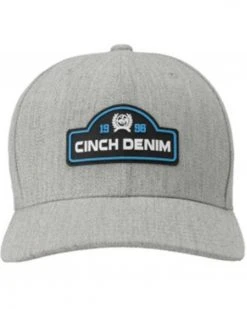 Cinch Men's Heather Grey Raised Rubber Logo Patch Flex-Fit Ball Cap 