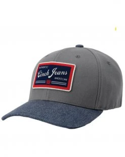 Cinch Men's Grey Logo Patch Solid-Back Flex-Fit Ball Cap 