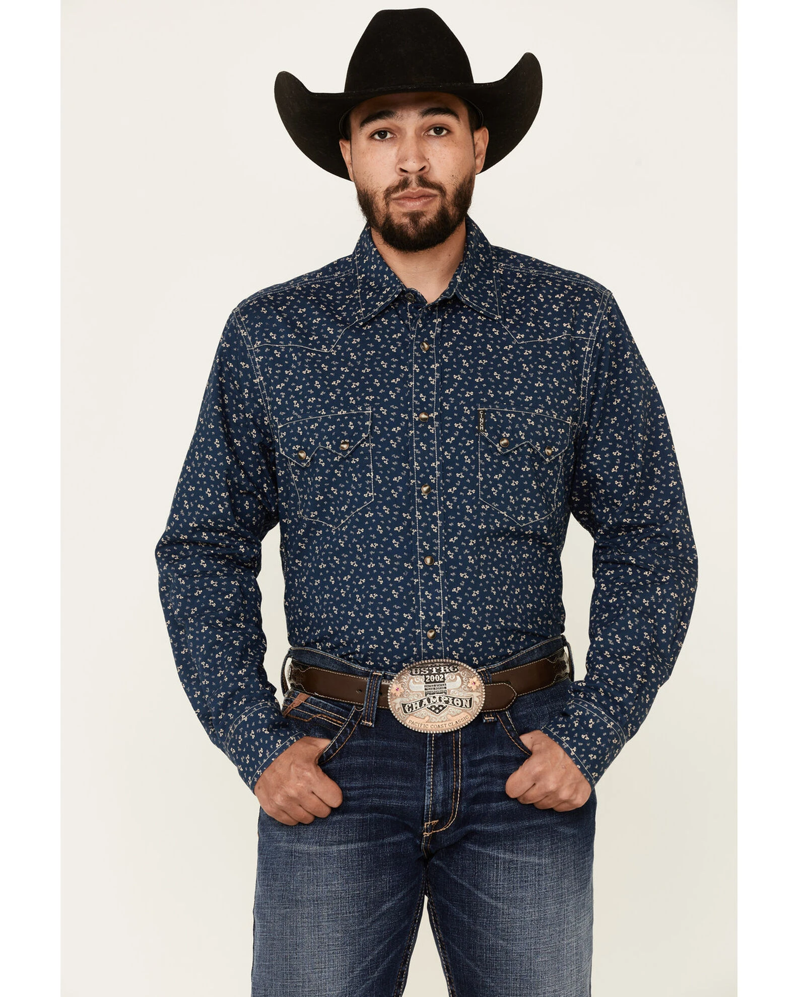 Cinch Men's Modern Fit Floral Print Long Sleeve Snap Western Shirt Blue 1 Cinch Men's Modern Fit Floral Print Long Sleeve Snap Western Shirt Blue