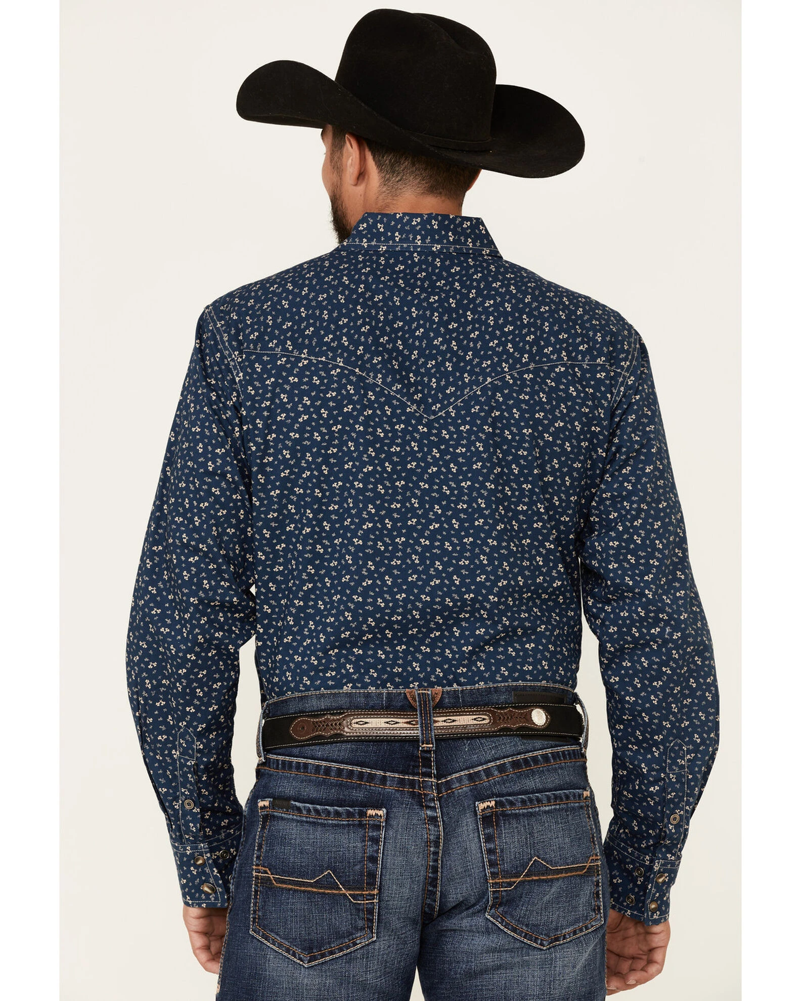 Cinch Men's Modern Fit Floral Print Long Sleeve Snap Western Shirt Blue 4 Cinch Men's Modern Fit Floral Print Long Sleeve Snap Western Shirt Blue - Image 4