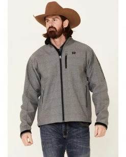 Cinch Men's Grey Logo Textured Zip-Front Bonded Jacket