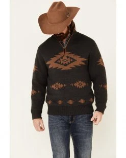 Cinch Men's Charcoal Southwestern Print Sweater-Knit 1/4 Zip-Front Pullover  -Cinch Shop 2000345603 022 P1