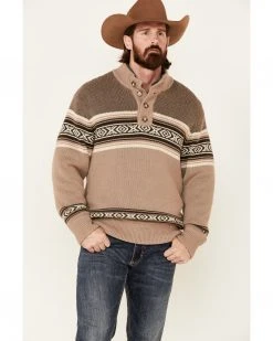 Cinch Men's Charcoal Southwestern Print Sweater-Knit 1/4 Zip-Front Pullover 