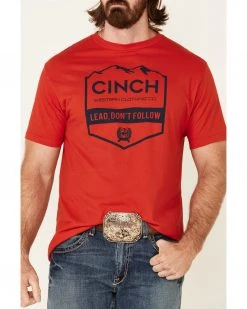 Cinch Men's Red Lead Don't Follow Mountain Graphic Short Sleeve T-Shirt  -Cinch Shop 2000345614 600 P3