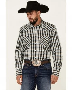 Cinch Men's Modern Fit Multi Small Plaid Long Sleeve Snap Western Shirt 