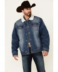 Cinch Men's Indigo Denim Sherpa Lined Snap-Front Trucker Jacket - Big  Blue