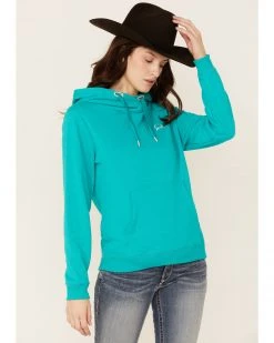 Cinch Women's Green & Ivory Embroidered Sleeve Logo Hoodie Jacket Teal -Cinch Shop 2000348660 442 P1 1