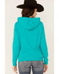 Cinch Women's Green & Ivory Embroidered Sleeve Logo Hoodie Jacket Teal -Cinch Shop 2000348660 442 P3
