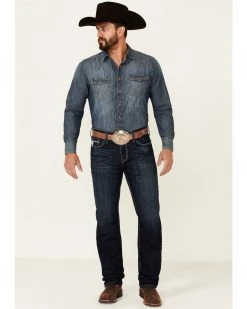 Cinch Men's Jesse Tinted Grey Wash Performance Stretch Slim Straight Jeans  Indigo