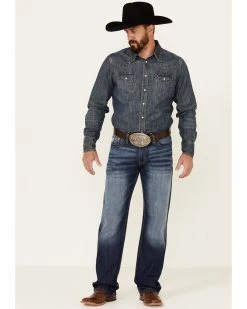 Cinch Men's Grant Dark Stonewash Performance Stretch Relaxed Bootcut Jeans  Indigo