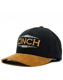 Cinch Men's Black 3D Embroidered Logo Fitted Flex-Fit Ball Cap 