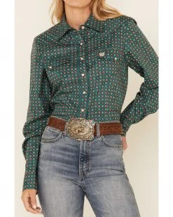 Cinch Women's Multi Geo Print Long Sleeve Snap Western Core Shirt  Purple -Cinch Shop 2000348685 500 P3