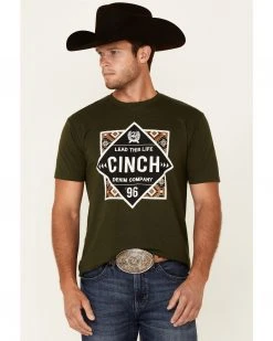 Cinch Men's Green Lead This Life Southwestern Logo Graphic Short Sleeve T-Shirt 