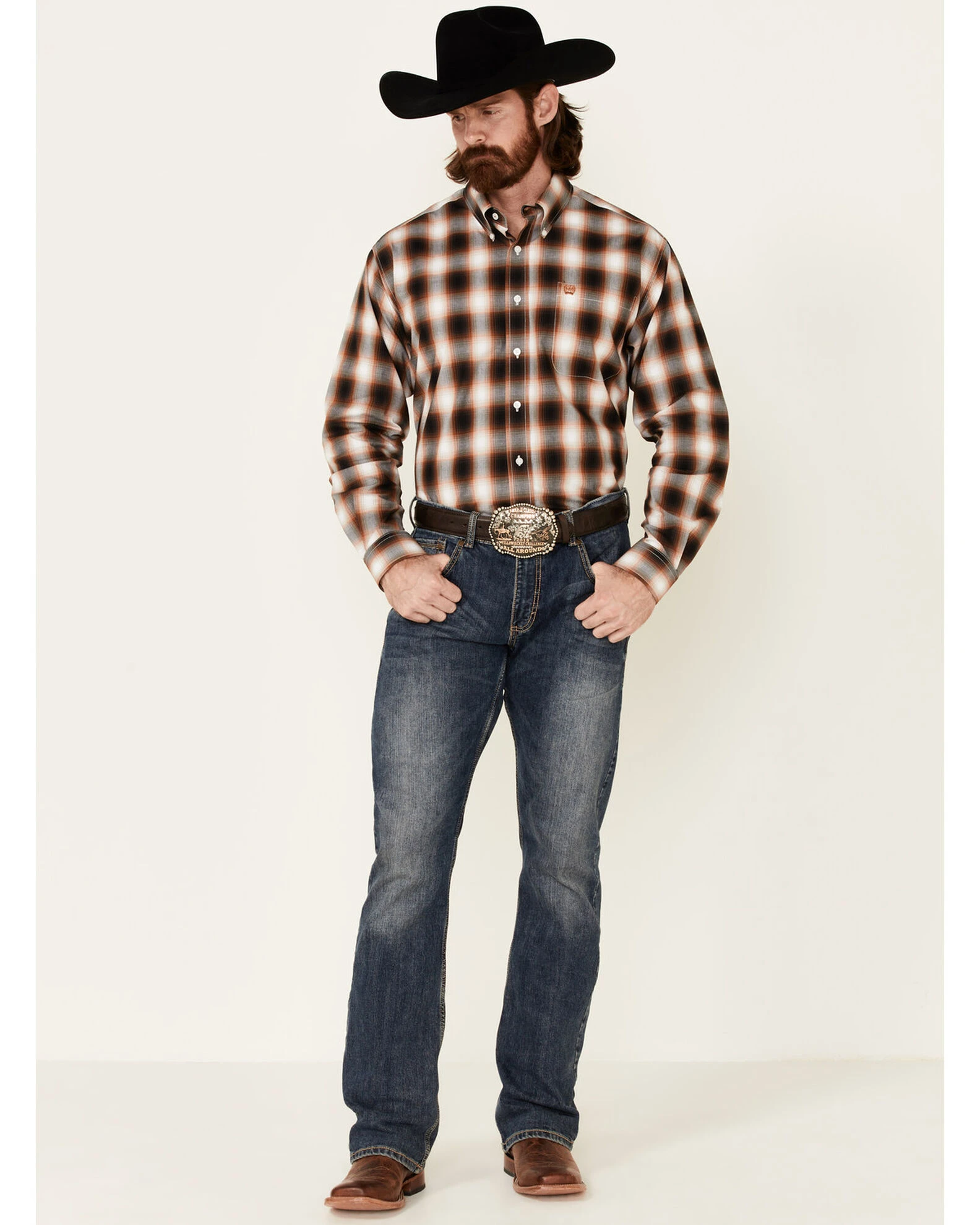 Cinch Men's White Large Plaid Long Sleeve Button-Down Western Shirt 2 Cinch Men's White Large Plaid Long Sleeve Button-Down Western Shirt - Image 2