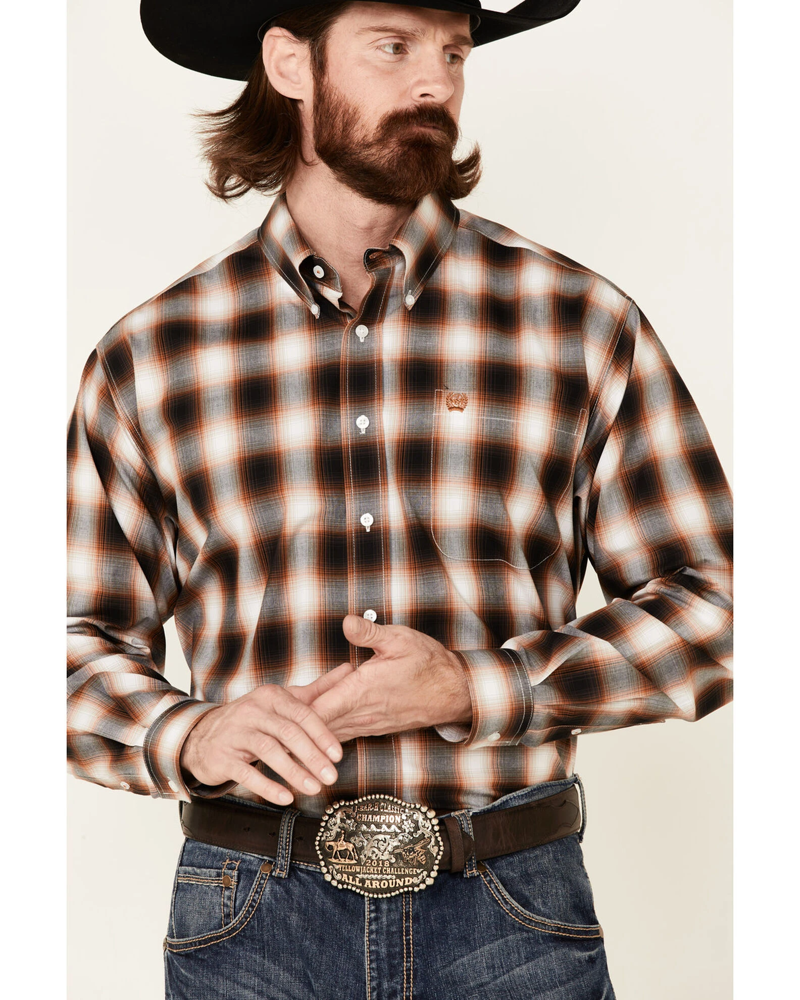 Cinch Men's White Large Plaid Long Sleeve Button-Down Western Shirt 3 Cinch Men's White Large Plaid Long Sleeve Button-Down Western Shirt - Image 3