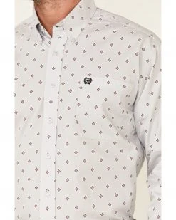 Cinch Men's Grey Southwestern Geo Print Long Sleeve Button-Down Western Shirt  -Cinch Shop 2000349427 020 P3