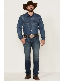 Cinch Men's Jesse Medium Stonewash Performance Stretch Slim Straight Jeans  Indigo