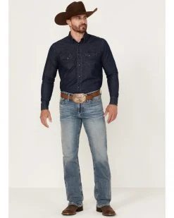 Cinch Men's Ian Medium Stonewash Performance Stretch Slim Bootcut Jeans  Indigo -Cinch Shop 2000355871 402 P1 1