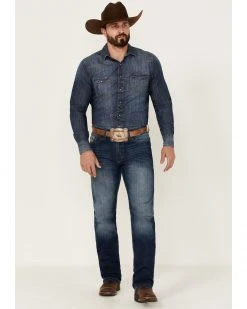 Cinch Men's Silver Label Medium Stonewash Performance Stretch Slim Straight Jeans  Indigo -Cinch Shop 2000355892 402 P1 1