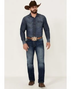 Cinch Men's Silver Label Medium Stonewash Performance Stretch Slim Straight Jeans  Indigo