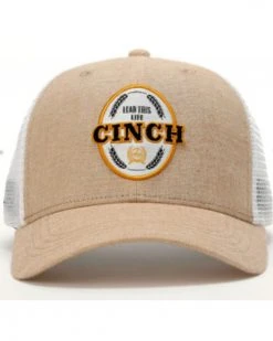Cinch Men's Khaki Oval Logo Patch Mesh-Back Trucker Cap  -Cinch Shop 2000355893 250 P3