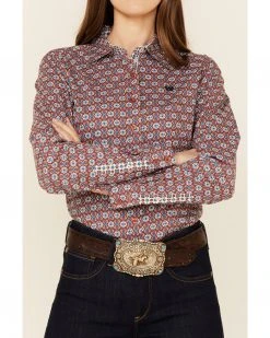 Cinch Women's Rust & Teal Geo Print Long Sleeve Button-Down Western Core Shirt  Rust Copper -Cinch Shop 2000355898 220 P3