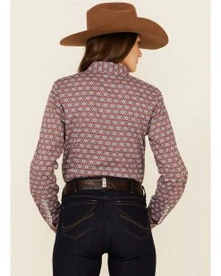 Cinch Women's Rust & Teal Geo Print Long Sleeve Button-Down Western Core Shirt  Rust Copper -Cinch Shop 2000355898 220 P4