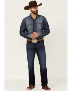 Cinch Men's Ian Dark Stonewash Rigid Slim Bootcut Jeans  Indigo