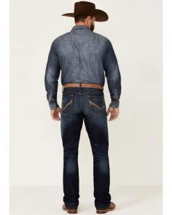 Cinch Men's Ian Dark Stonewash Rigid Slim Bootcut Jeans  Indigo -Cinch Shop 2000355909 402 P3