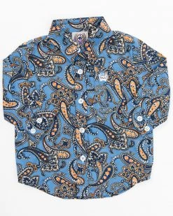 Cinch Infant-Boys' Paisley Print Long Sleeve Button-Down Shirt Blue -Cinch Shop 2000355929 400 P1 1