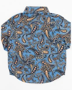 Cinch Infant-Boys' Paisley Print Long Sleeve Button-Down Shirt Blue -Cinch Shop 2000355929 400 P3