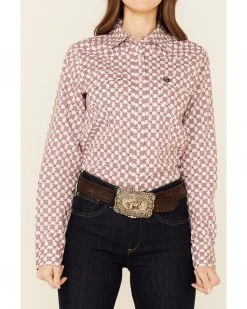 Cinch Women's Pink Geo Print Long Sleeve Snap Western Core Shirt  -Cinch Shop 2000355955 650 P3