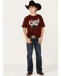 Cinch Boys' Heather Burgundy Signature Logo Graphic Short Sleeve T-Shirt 7 Cinch Boys' Heather Burgundy Signature Logo Graphic Short Sleeve T-Shirt -Cinch Shop 2000355956 640 P4