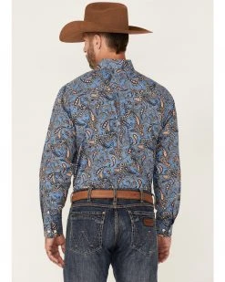 Cinch Men's Blue Large Paisley Print Long Sleeve Button-Down Western Shirt  -Cinch Shop 2000357768 400 P4