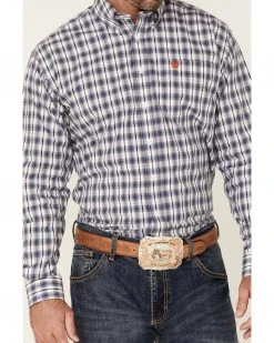 Cinch Men's White Plaid Long Sleeve Button-Down Western Shirt  -Cinch Shop 2000357773 100 P3