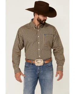 Cinch Men's Gold Floral Geo Print Long Sleeve Button-Down Western Shirt  -Cinch Shop 2000357777 710 P1 1
