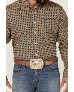 Cinch Men's Gold Floral Geo Print Long Sleeve Button-Down Western Shirt  -Cinch Shop 2000357777 710 P3