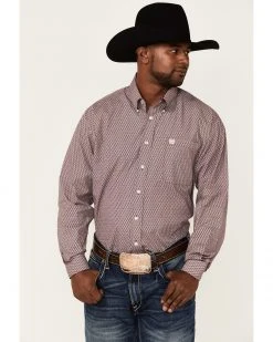 Cinch Men's Purple Diamond Geo Print Long Sleeve Button-Down Western Shirt  -Cinch Shop 2000357780 500 P1 1