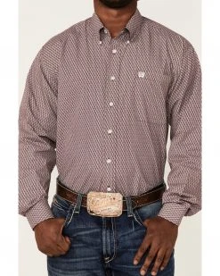 Cinch Men's Purple Diamond Geo Print Long Sleeve Button-Down Western Shirt  -Cinch Shop 2000357780 500 P3