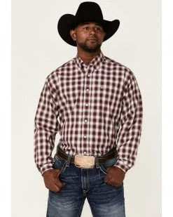 Cinch Men's Purple Plaid Long Sleeve Button-Down Western Shirt 