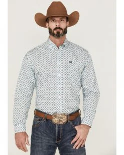 Cinch Men's Small Floral Western Shirt White