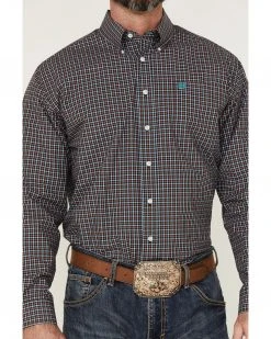 Cinch Men's Small Plaid Western Shirt  Navy -Cinch Shop 2000357796 410 P3