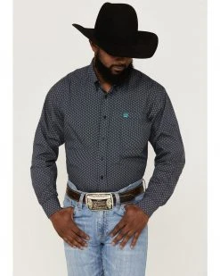 Cinch Men's Diamond Stripe Western Shirt  Navy