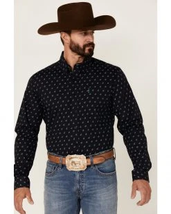 Cinch Men's Modern Fit Navy Geo Print Long Sleeve Button-Down Western Shirt  -Cinch Shop 2000357799 410 P1 1