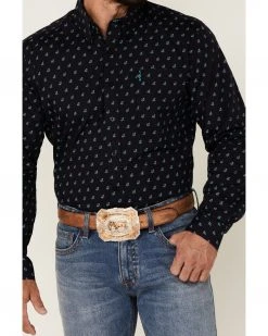 Cinch Men's Modern Fit Navy Geo Print Long Sleeve Button-Down Western Shirt  -Cinch Shop 2000357799 410 P3