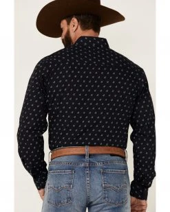 Cinch Men's Modern Fit Navy Geo Print Long Sleeve Button-Down Western Shirt  -Cinch Shop 2000357799 410 P4