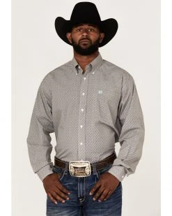 Cinch Men's Diamond Geo Print Long Sleeve Button-Down Western Shirt  White -Cinch Shop 2000357800 100 P1 1