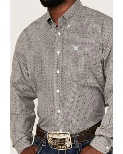 Cinch Men's Diamond Geo Print Long Sleeve Button-Down Western Shirt  White -Cinch Shop 2000357800 100 P3